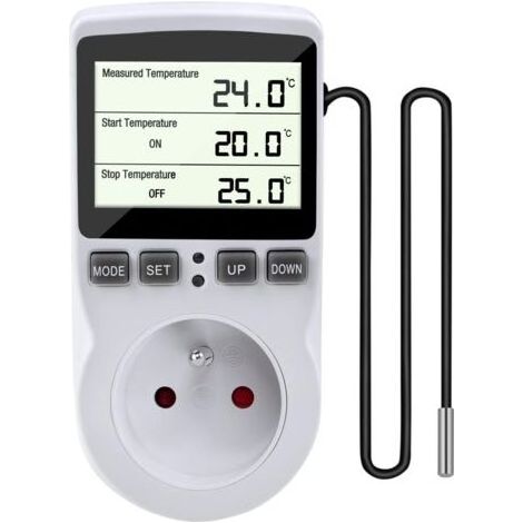 BUNTHAUS PA Aiperq Prise Thermostat, Regulateur de Temperature, Chauffage Refroidissement Thermostat, Regulateur Numérique Thermostat avec Sonde, LCD Prise Contrôleur de Température pour Terrarium Aqu (1/5)