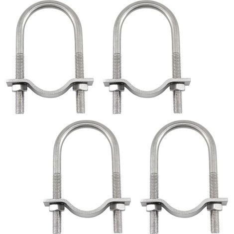 Set di 4 fascette stringitubo a U con piastre e dadi in acciaio inox 304, 6 x 42 x 62 mm (1/5)