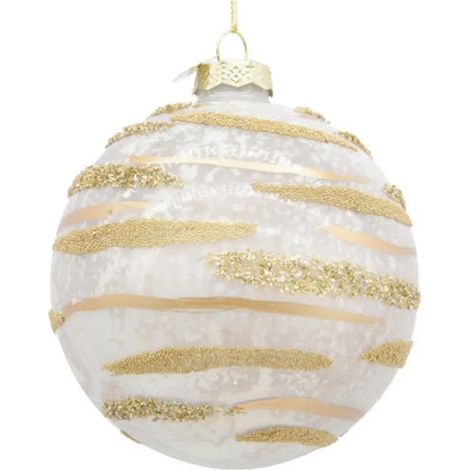Sfera decorativa Streaks in vetro bianco Ø10 cm (1/2)