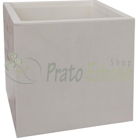 DEROMA Vaso Cubo Millennium Colore Perla-Vaso fioriera Misura 25x25x25