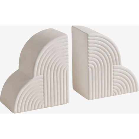 SKLUM Set aus 2 Buchstützen aus Keramik Belzer Weiss