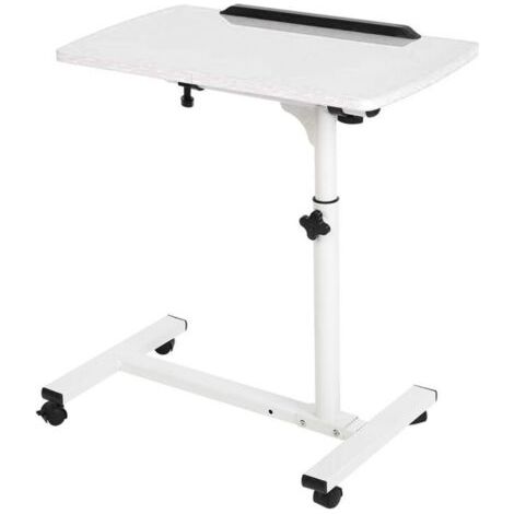 Table d'appoint à roulettes, table d'appoint réglable en hauteur, table de chevet mobile blanche, bureau pliable pour salon, canapé, chambre