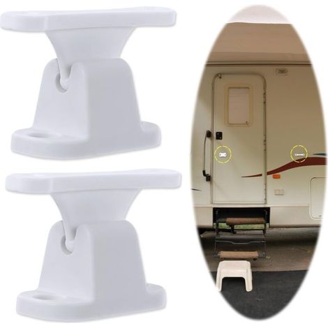 Lot de 2 Bloc Porte Camping Car 45×60 mm, Arrêt Retenue de Porte en Forme de T Caravane, Support de Porte en Plastique de Remorque, Pièces et Accessoires pour Camping-Car Bateau(Blanc)