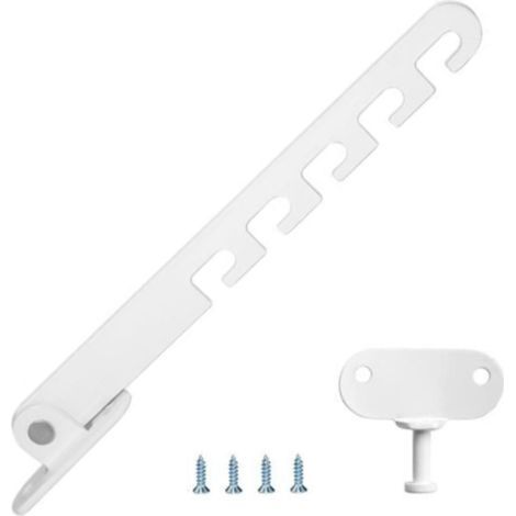 1 Fensterbegrenzer, Kindersicherung, Einklemmschutz, kontrollierte Belüftung, für UPVC, Holz und Aluminium, weiß (1/5)
