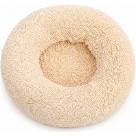 Niche ronde en fausse fourrure douce beige rosé abricot 50 45 cm (1/5)