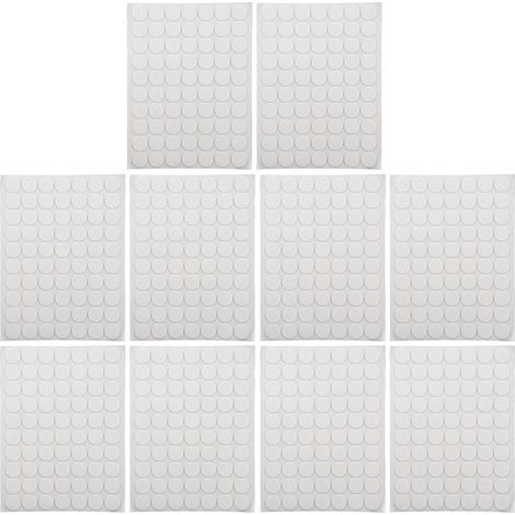 Packung mit 700 transparenten, 20 mm großen, selbstklebenden Punkten, doppelseitig mit starker Haftung, vielseitig einsetzbar für Papier, Glas und Leder. (1/5)