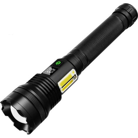 Ynkkvre - Lampe torche rechargeable, longue portée, lampe torche LED USB C ultra-lumineuse avec une longue autonomie, 8 modes d'éclairage, puissante et zoomable, idéale pour les urgences, la randonnée (1/5)