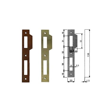 CONTROPIASTRA RIDOTTA CON ALETTA PER SERRATURA A BUSSOLA BORDO QUADRO- - acciaio bronzato (B.00570.05.02) - 5 pezzi AGB