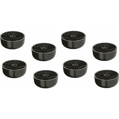 Lot de 8 pieds de meuble 55mm en plastique noir – Patins ronds pour canapé, lit et table – Solution pour surfaces délicates (1/2)