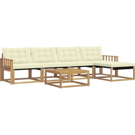 Outdoor Sofa Set 6 pcs White and Cream vidaXL (1/5)