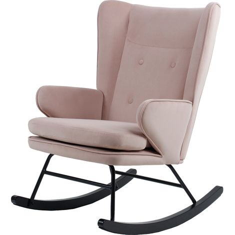 Sedia a dondolo Melorie in velluto rosa antico (1/3)