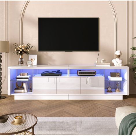 Mueble TV 160x30x80,5 cm marrón rústico con 2 estantes y gestión de cables (1/5)