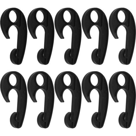 Lot de 10 crochets en plastique noir pour bâche de voiture, crochets pour filet de chargement, filet extensible, support de rangement pour camion (1/3)
