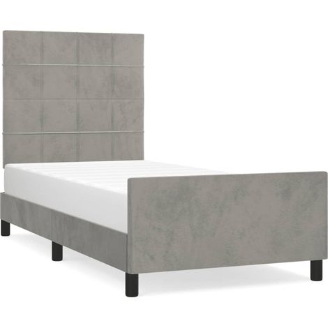 Maison Exclusive - Cadre de lit sans matelas gris clair 90x190 cm velours (1/5)