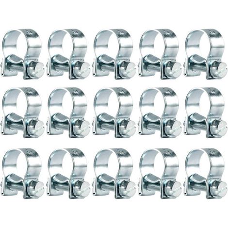 15 Pieces Stainless Steel Metal Hose Clamps 12-14mm Adjustable Hose Clamps for Exhaust Pipe and Fuel Line