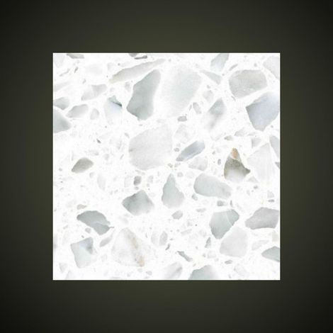 Véritable Carreau Terrazzo fond blanc inclusions gris CARRARA0/25 30x30 cm boîte de 0.72m2 Satiné - Gioia Materia