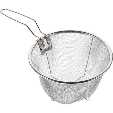 Stück Edelstahl-Frittierkorb, praktischer faltbarer Frittierkorb mit Sieb-31.5X18X11cm-Silver (1/4)