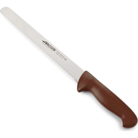 Coltello da pasticcere Arcos Colore - Prof 295028 in acciaio inox Nitrum e mango Polipropilene ergonomico marrone e 25 lama cm, coperchio espositivo