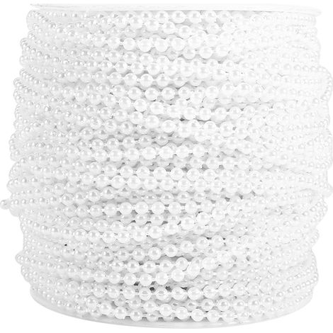 Fil de pêche perles en chaîne 50 m rouleau 3 mm guirlande perles blanches décoration mariage centre de table