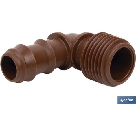 Raccord coudé marron 16 mm - 3/4" pour l'irrigation, montage facile et résistant aux intempéries (1/4)