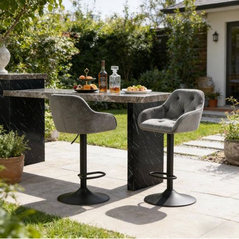 Set 2 sgabelli bar girevoli regolabili velluto OKMYHOME (1/5)