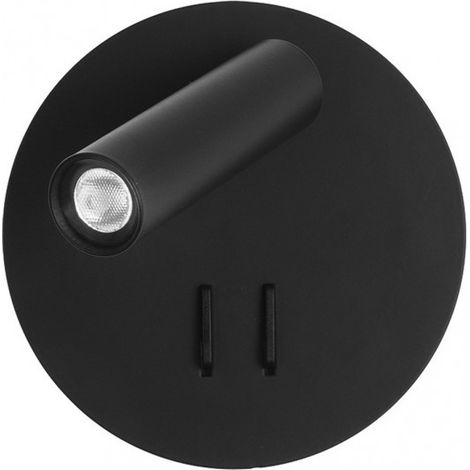 FABRILAMP 171462R09 Applicare 2+6w 4000k Manet Tondo Nero 130lm Doppia Potenza 14x14x12 Cm
