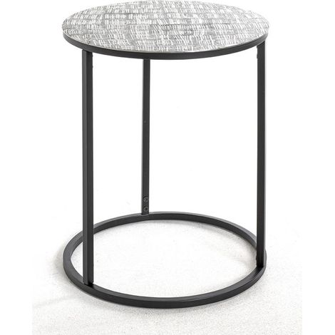 Table d'appoint ronde en métal noir et aluminium argenté -diamètre 41 x hauteur 52 cm