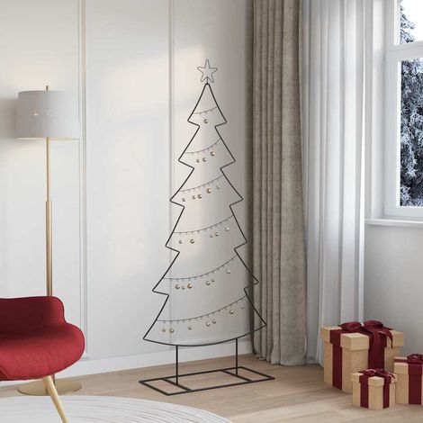Albero di Natale in metallo Nero 180 cm Acciaio vidaXL (1/5)
