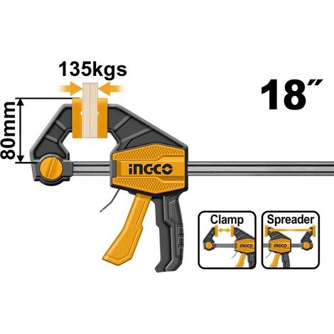 Ingco Strettoio a sgancio rapido Morsetto Manuale Reversibile 80 mm Barra acciaio 18" - 80x450 mm (1/5)