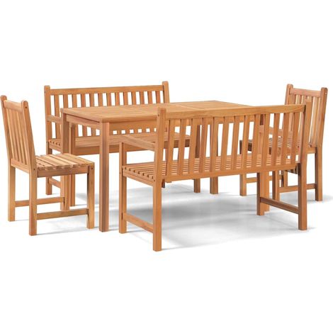 Maison Exclusive - 5-tlg. Garten-Essgruppe Massivholz Teak (1/5)