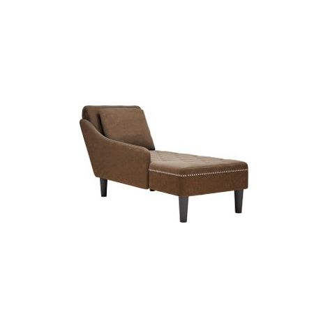 Fauteuil long avec coussin et accoudoir droit marron similicuir (1/5)