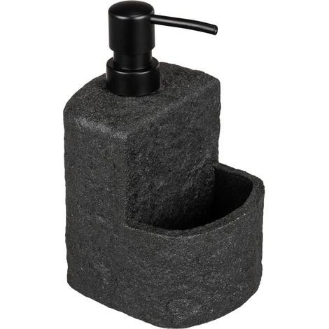 1 - Distributeur de savon - Organiseur d&39évier - Réservoir 380 ML avec compartiment éponge - Pour cuisine et salle de bain - Noir - 10,5x18x11 cm