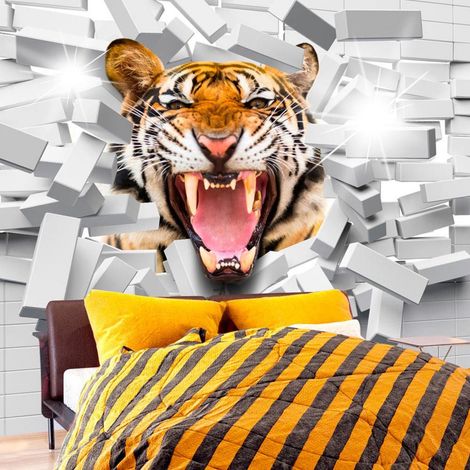 Papier peint saut de tigre - 150 x 105 cm (1/4)