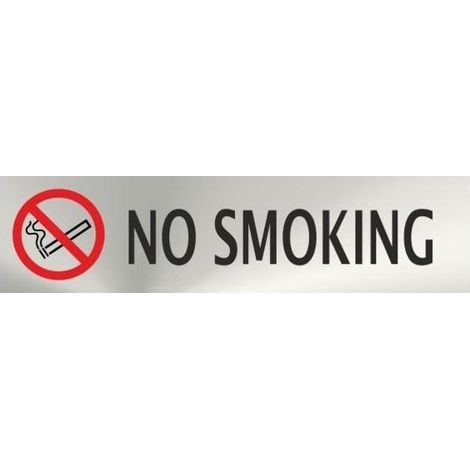 Cartel informativo inglés en acero inox. No Smoking de 0'8mm 50 x 200 mm SEKURECO (1/2)
