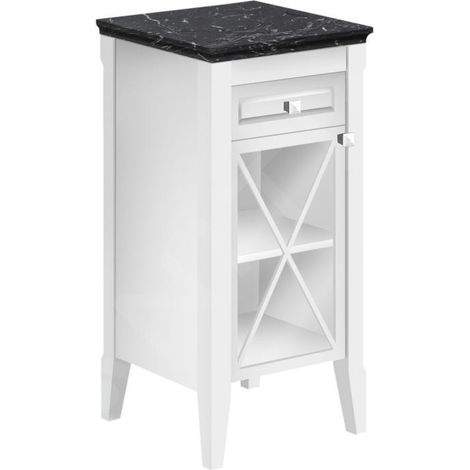 Villeroy & Boch Hommage - Armoire latérale, 44x85x43 cm, 1 porte, charnières à droite, SoftClosing, marbre blanc/noir 89642101 (1/2)
