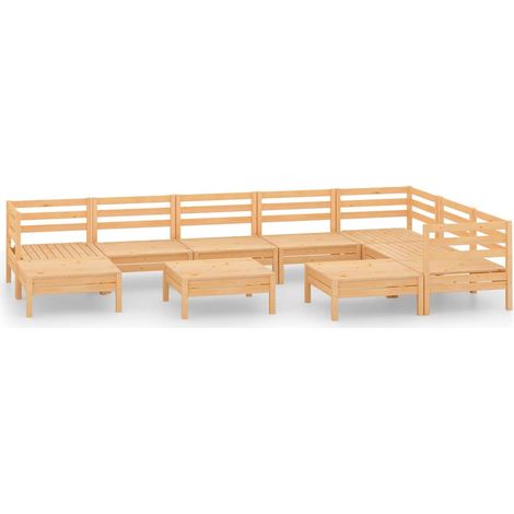 Maison Exclusive - 10-tlg. Garten-Lounge-Set Massivholz Kiefer (1/5)