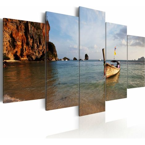 Tableau bateau au bord de la mer - 200 x 100 cm (1/4)