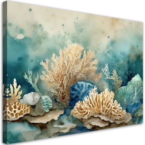 Tableau sur toile Tableau sur toile Corail de mer étoile de mer turquoise 90x60 (1/5)