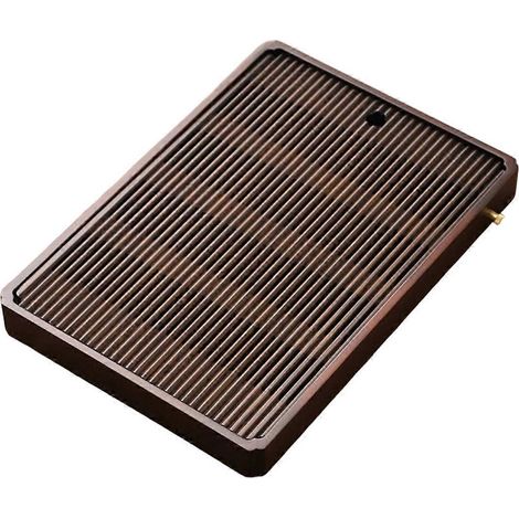Plateau à thé rectangulaire en bambou naturel chinois, plateau à thé avec réserve d'eau, soucoupe réutilisable, plateau de rangement pour le thé, taille L (1/5)