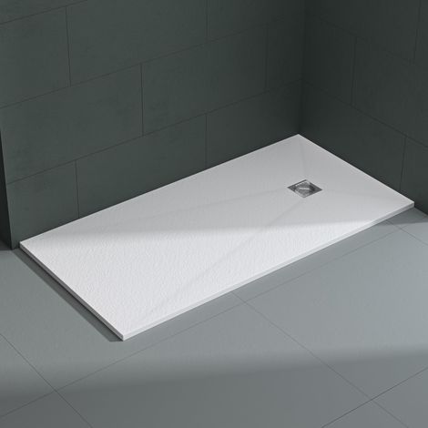 Mai & Mai Receveur de Douche Antidérapant Bac à Douche Blanc en Résine Marbre Artificielle 80x160x3cm Rectangulaire Géo9 (1/5)
