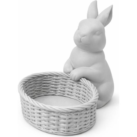Décoration de Pâques, lapin gris avec un panier, ornement de Noël (1/3)