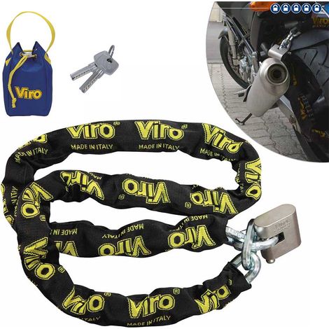 Viro Eurothor, Catena Moto e Scooter, 180 cm, con Lucchetto, in Acciaio, Finitura Anticorrosione, Asta Anti-strappo e Antitaglio (1/4)