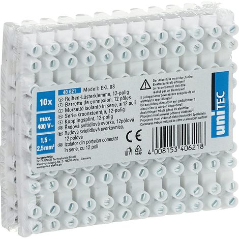 Unitec, 40621, Morsettiera, 12 x 1,5-2,5 mm, 10 pezzi (1/3)