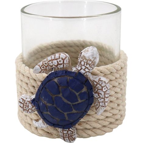 Portacandele in vetro a forma di tartaruga con design marino - Decorazione naturale