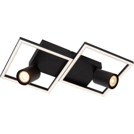 Plafonnier led 2xgu10 2x50 w aluminium noir - lucide - arianne