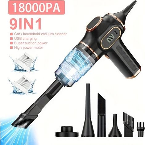 BelleRise - Aspirateur multifonction 2-en-1 : Aspiration et soufflerie Aspirateur portable sans fil avec une puissante aspiration de 18 000 Pa (1/5)