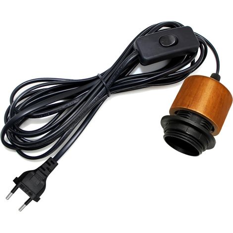 Douille de Lampe E27 avec Interrupteur, Douille E27, 5M Câble Support de Lampe avec Interrupteur, Support Ampoule, Lampe à Suspension avec Prise, Luminaire Suspension pour Intérieur, Marron (1/5)