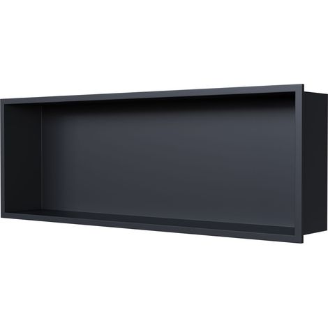 BERNSTEIN - Niche murale de douche, étagère encastrable douche acier inox - 20x60x10cm - NT206010X Noir (1/4)