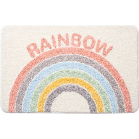 Saugfähige und schlichte Badematte, frisches Regenbogenmuster, Bodenmatte für Badezimmer, WC-Eingangsmatte, 40 x 60 cm (1/5)