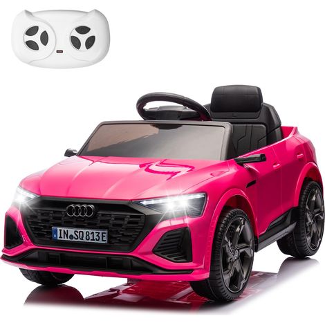 Voiture Électrique Enfants Audi-Batterie 12V,Télécommande 2,4GHz sans Fil,Ceinture de Sécurité,Musique,3-5 km/h,3-6 Ans,Rose bonbon (1/4)